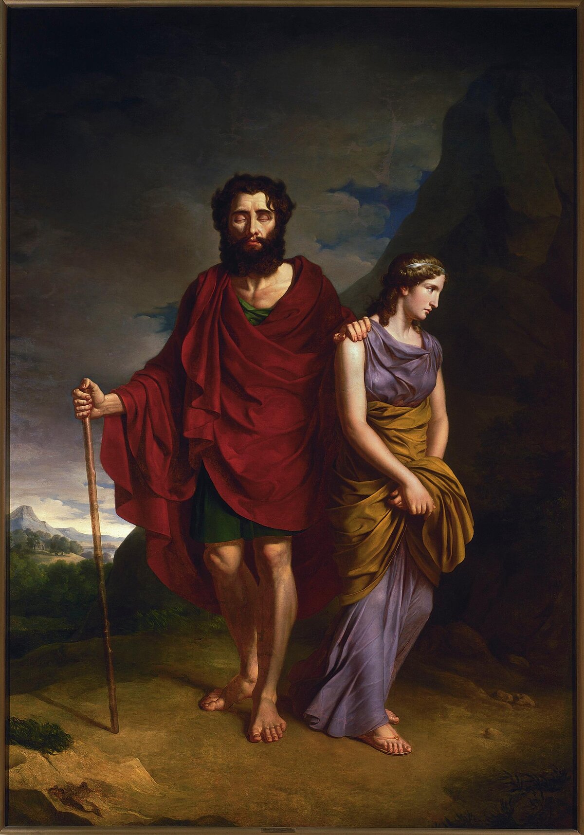 Oedipus en Antigone op een schilderij van Antoni Brodowski