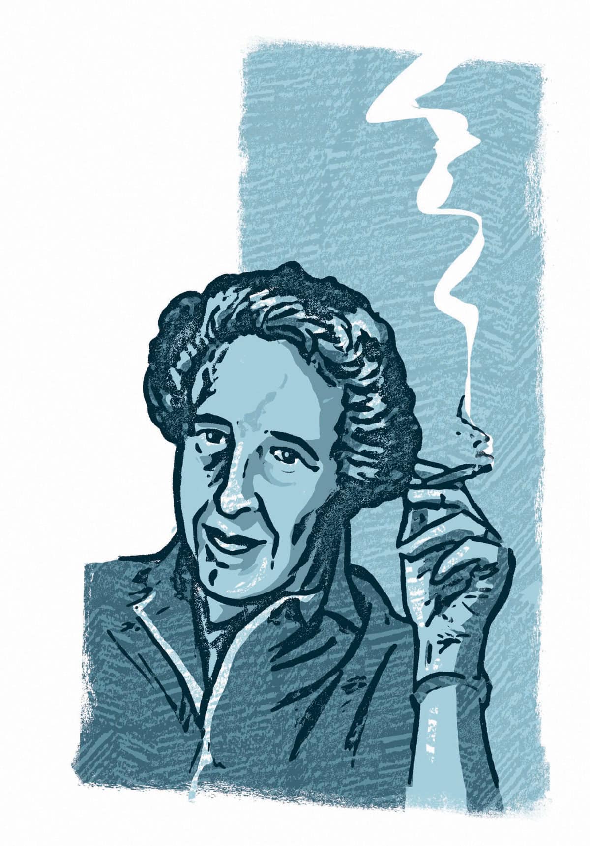Hannah Arendt met sigaret