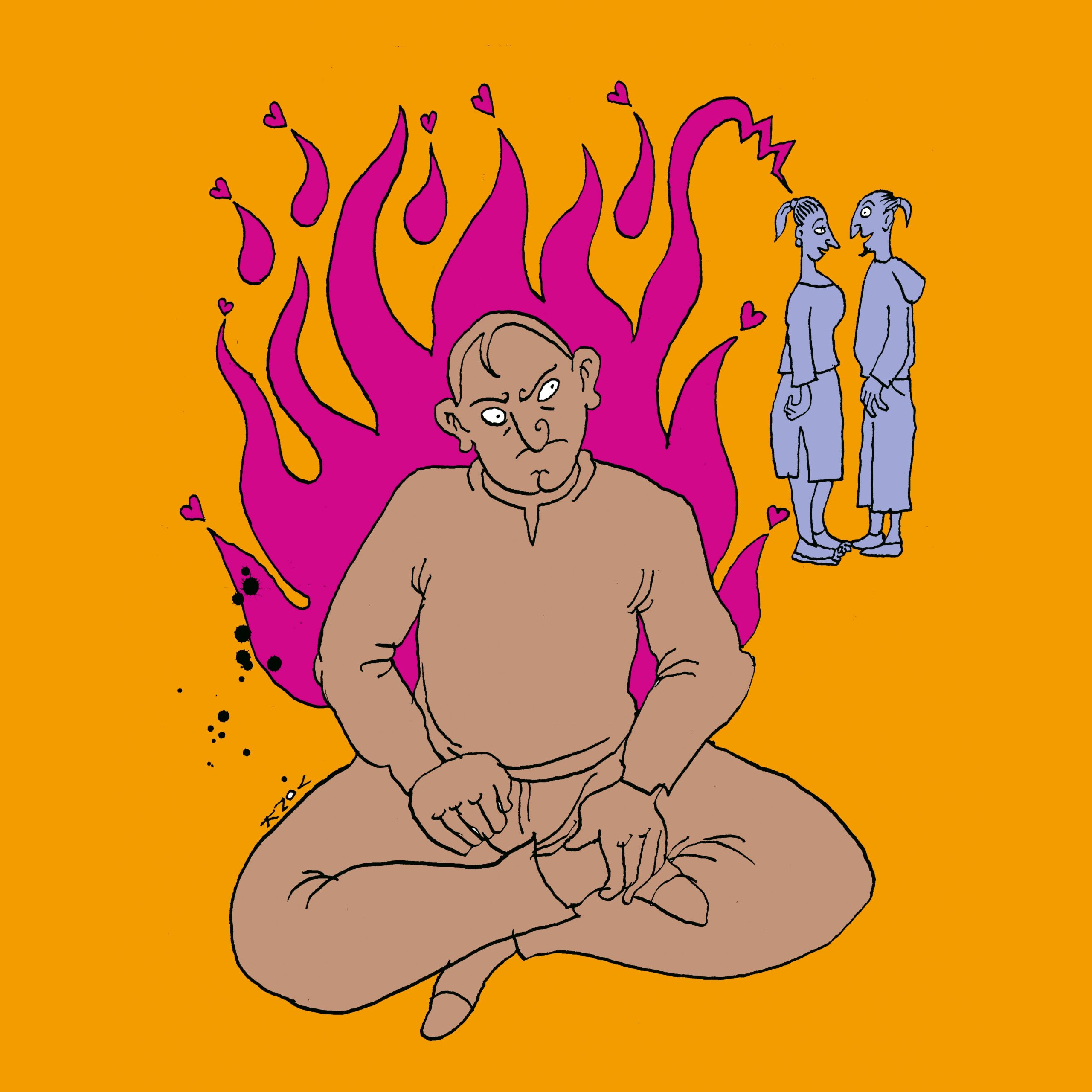 illustratie van een man met jaloezie