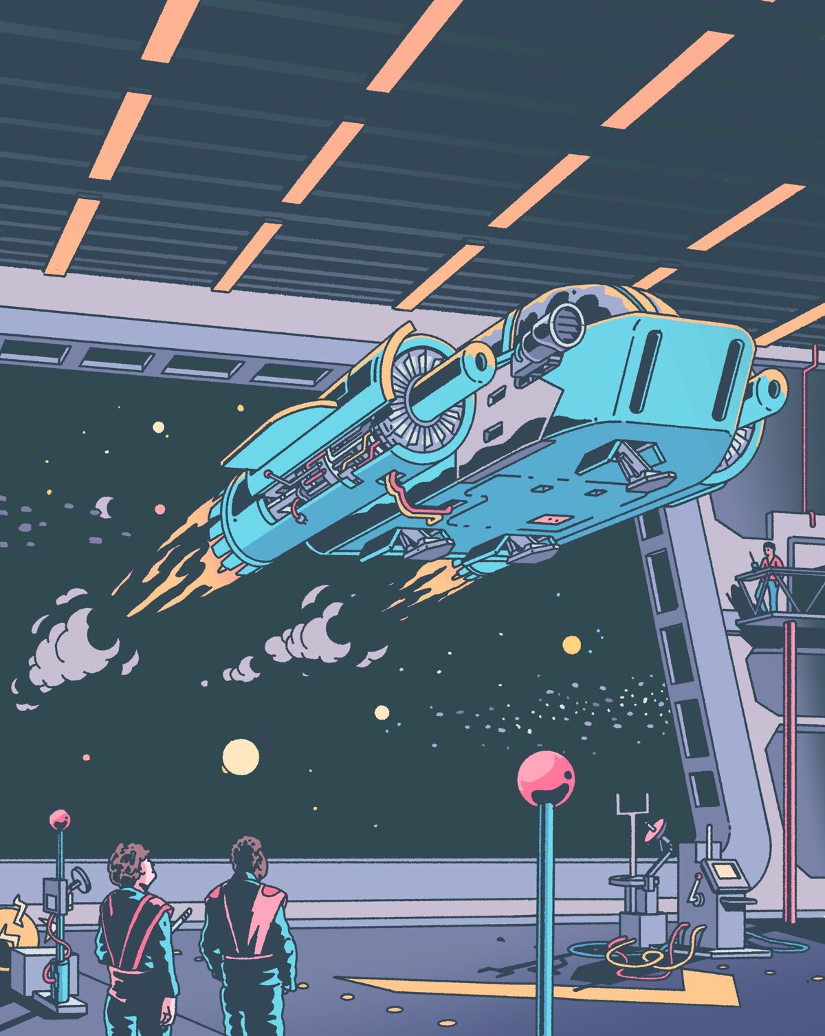 sciencefiction ruimteschip arriveert
