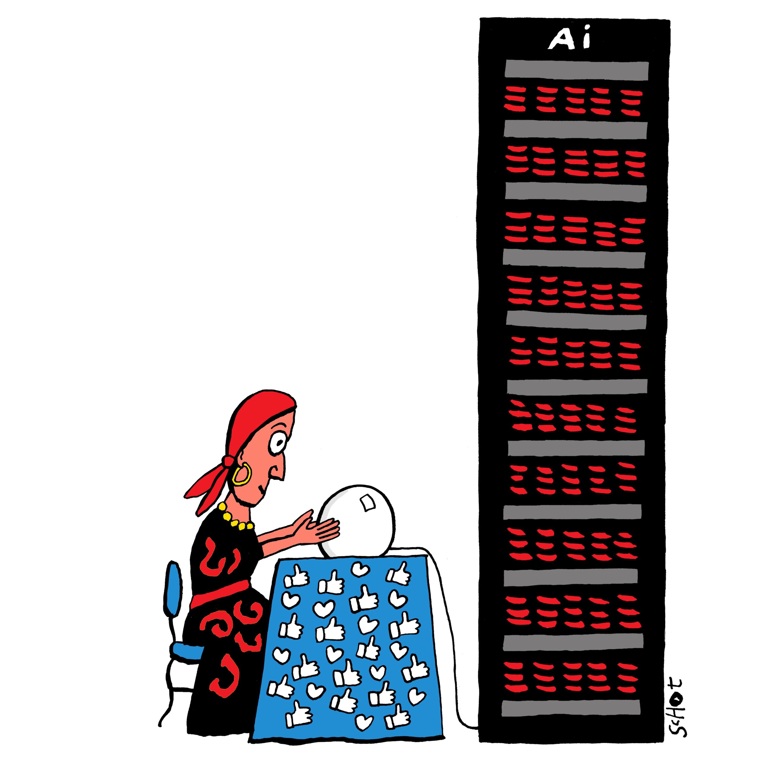 waarzegsters met glazen bol en algoritmes