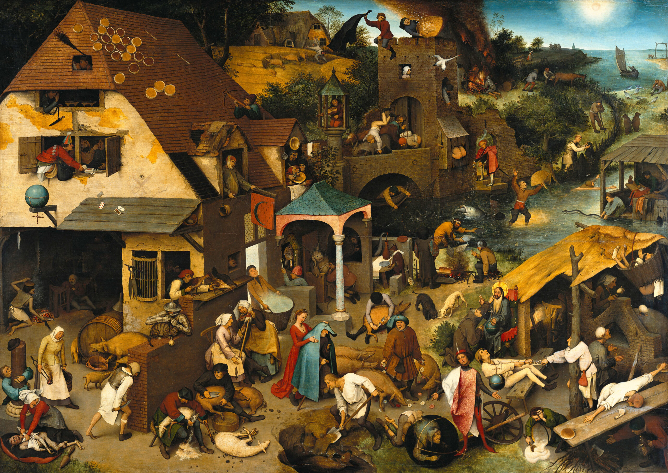Nederlandse spreekwoorden en metaforen schilderij van Pieter Bruegel de Oude