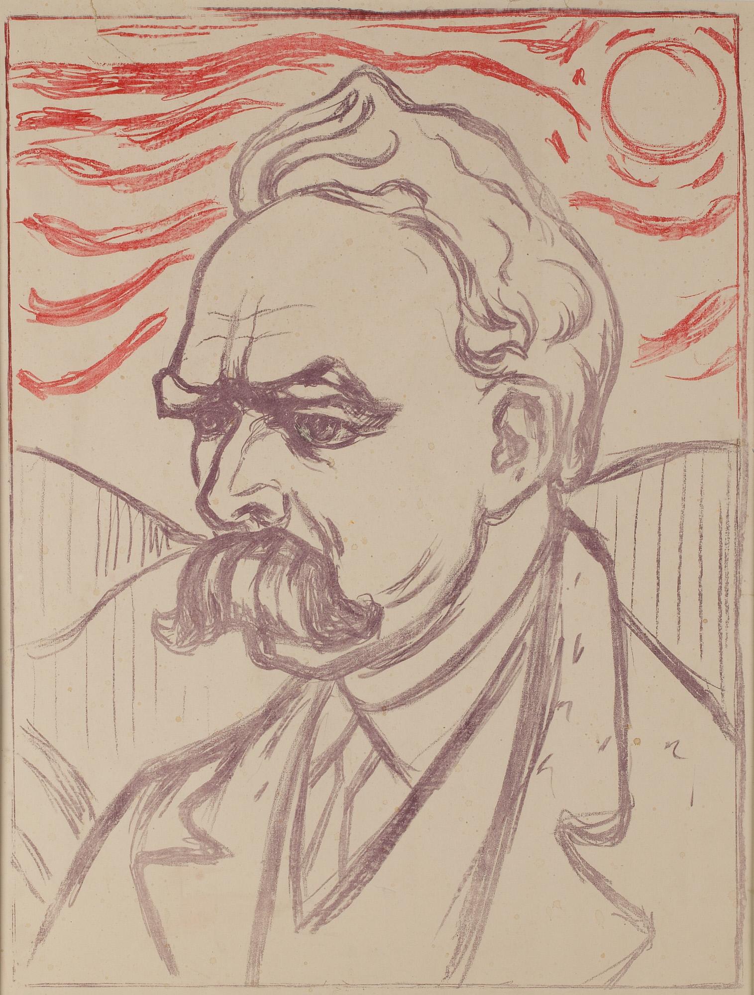 Friedrich Nietzsche op een schets van Edvard Munch