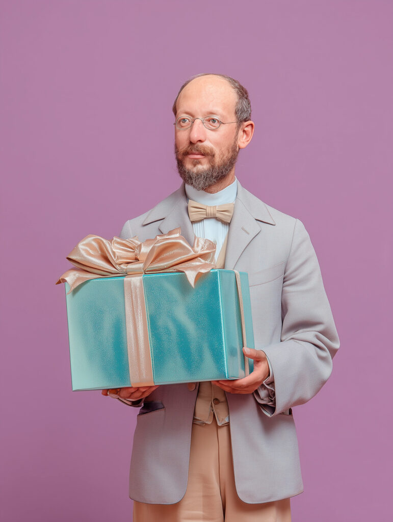 socioloog en filosoof Georg Simmel met cadeaus