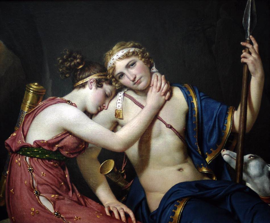 ‘Het afscheid van Telemachus en Eucharis’, olieverfschilderij door Jacques-Louis David uit 1818