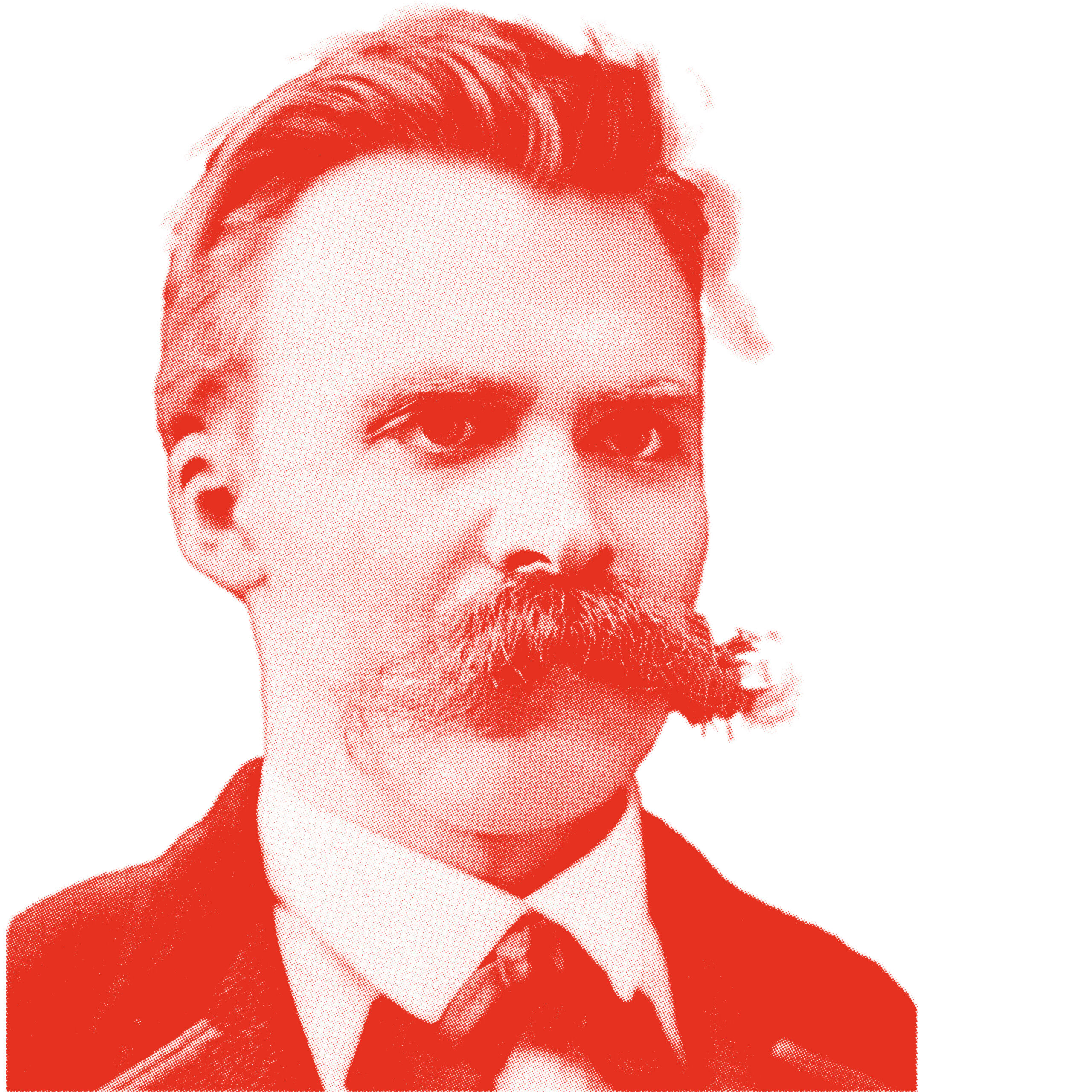 Friedrich Nietzsche in rode stippen auteur van De geboorte van de tragedie