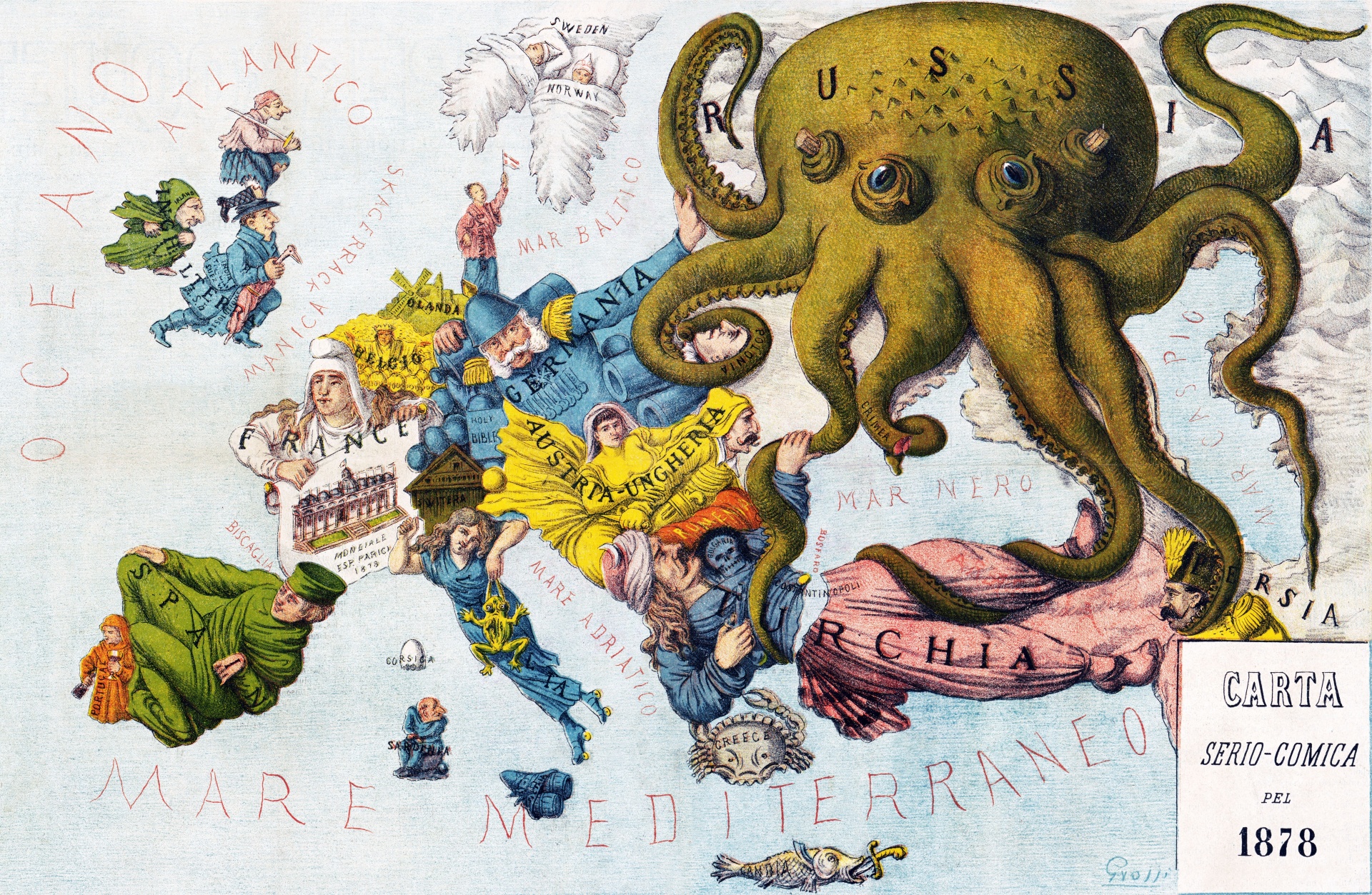 Italiaans satirische kaart van Europa