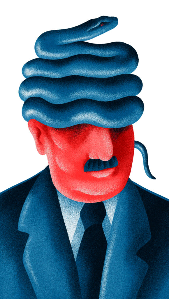 Martin Heidegger met een slang op zijn hoofd spoedcursus gevaarlijke ideeën