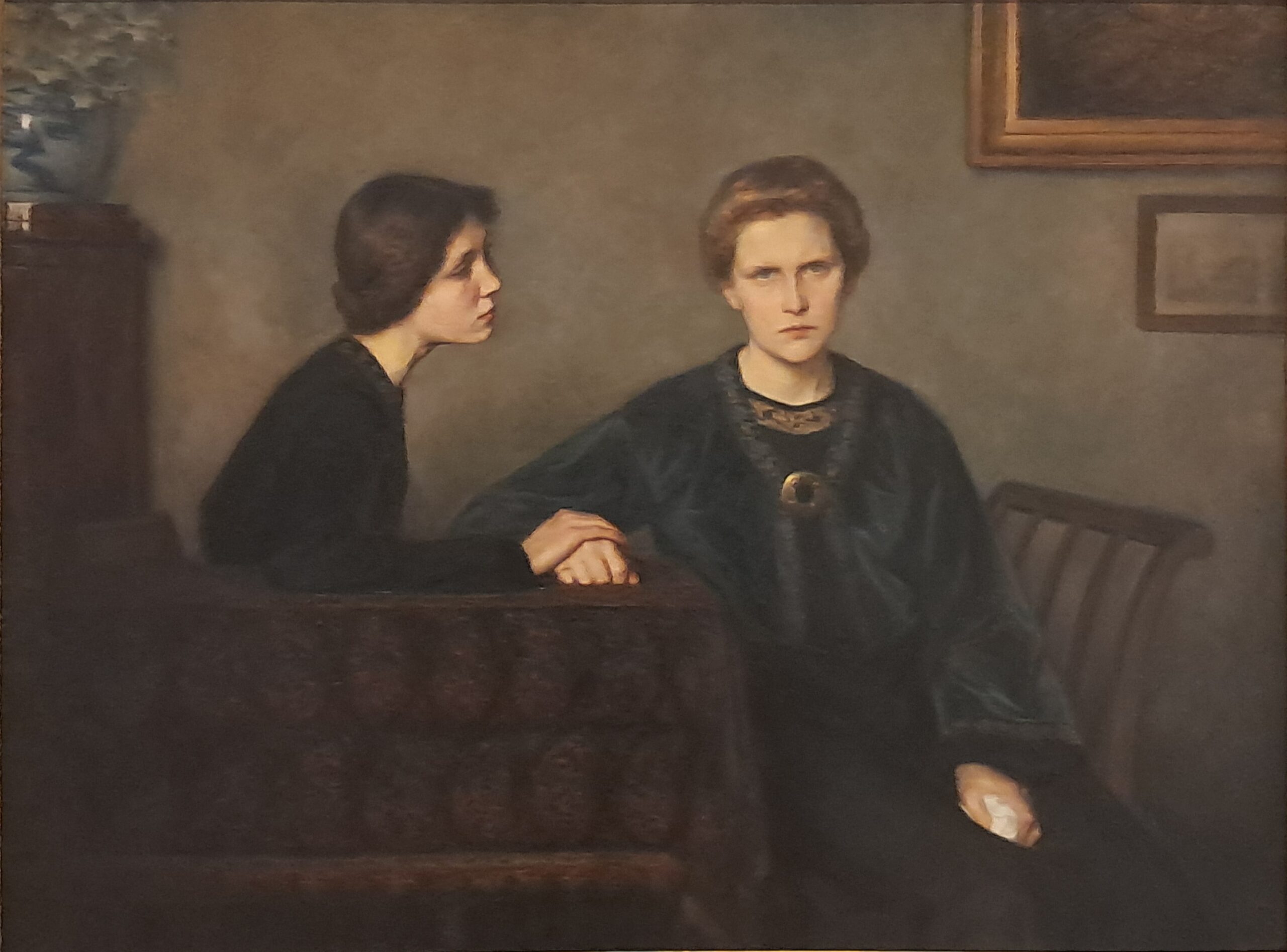 ‘Vriendinnen’, olieverfschilderij door Brita Barnekow uit 1904 vrienden vriend